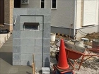 川越市新築外構:門柱のブロックを積み終えたところです。 川越市新築外構:門柱のブロックを積み終えたところです。