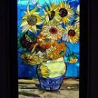 安田邸 階段室 向日葵のステンドグラス w849 h1374 Motif:Gogh 向日葵 + トンボ アトリエビザビ 若林茂人 安田邸 階段室 向日葵のステンドグラス w849 h1374 Motif:Gogh 向日葵 + トンボ アトリエビザビ 若林茂人