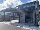 大迫力の木目調カーポートがあるプレミアムクローズ外構 草津市 大迫力の木目調カーポートがあるプレミアムクローズ外構 草津市
