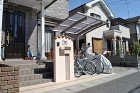 サイクルラックの有る南欧風の門柱周り 大津市 サイクルラックの有る南欧風の門柱周り 大津市
