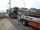 生コン車とポンプ車のドッキング 生コン車とポンプ車のドッキング