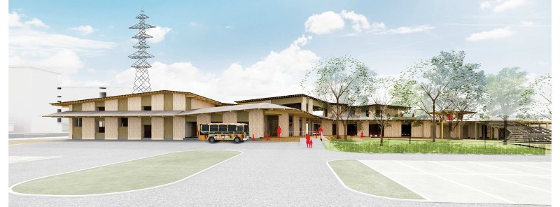 CLTパネルを用いた幼稚園の構造現場見学会(設計:隈研吾建築都市設計事務所)