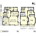 リノベーション施工事例　改修間取り図