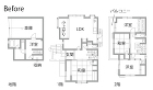 吹抜けで なごむ、つながる | リノベー... 戸建てリノベーション 既存間取り図