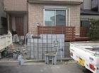 川越市新築外構　門柱（塗り壁）下地ブロック積み