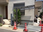 ふじみ野市　サイクルポート　土間コンクリート養生中