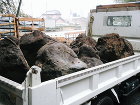 強化ダンプでの石の運搬 強化ダンプでの石の運搬