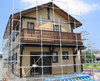 新築 四国の愛媛県松山にて外断熱でできたログハウスの外壁を仕上げました 塗り壁工房　初の出張施工となります！！