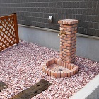 郡山市　新築　庭まわり 化粧砂利　立水栓