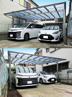 モダンなカーポート「フーゴF」2台用で車庫をカッコ良く 松戸市T邸 モダンなカーポート「フーゴF」2台用で車庫をカッコ良く 松戸市T邸