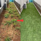 庭の通路　高耐久防草シート・人工芝設置前と設置後