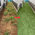 庭の通路 高耐久防草シート・人工芝設置前と設置後 庭の通路 高耐久防草シート・人工芝設置前と設置後