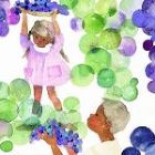 いわさきちひろ　ぶどうとふたりの子ども　1964年頃