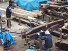 古材を再利用した店舗建築 加工