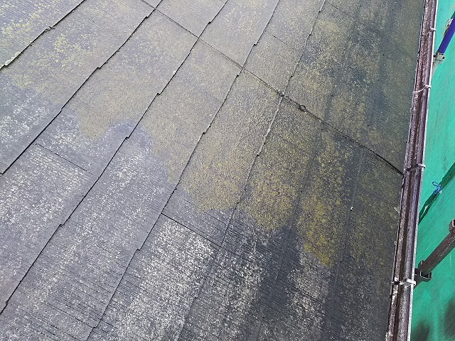 屋根　洗浄中