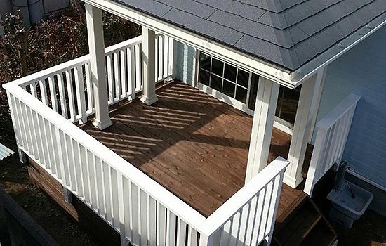 バツー材を使った階段ウッドデッキ1