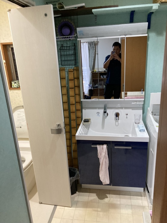 施工事例 トイレのドアがリビングに接して...