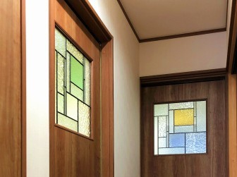 (113)兵庫県西宮市Ｙ様邸 室内引き戸６箇所 くり抜き加工パナソニック既製品引き戸 くり抜き加工前後比較写真