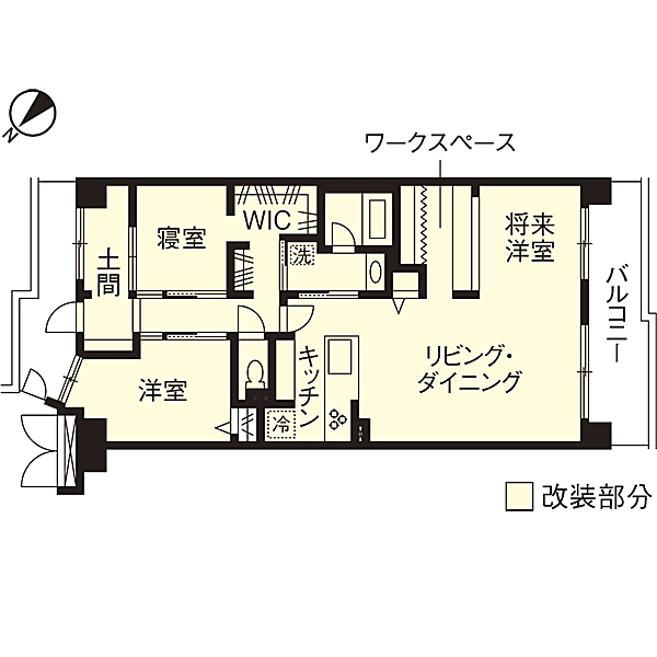 リノベーション施工事例　改修間取り図
