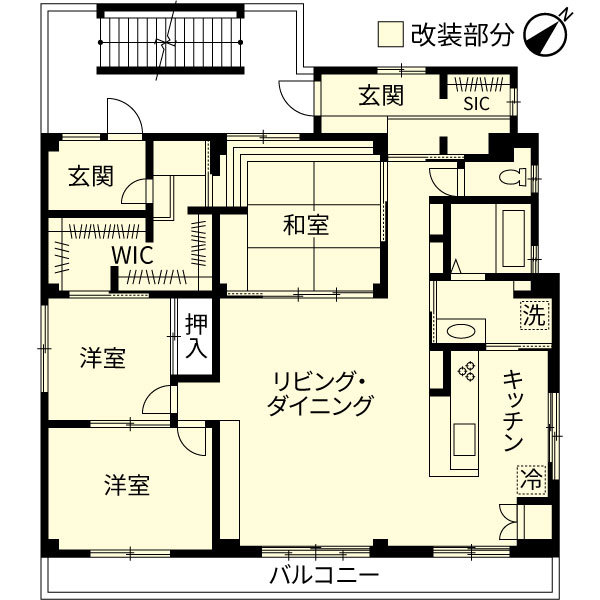 リノベーション施工事例　改修間取り図