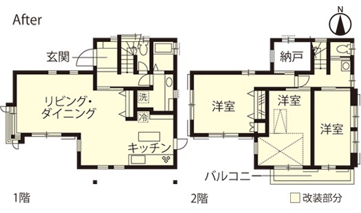 戸建てリノベーション　改修後間取り図