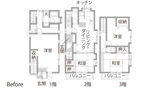 戸建てリノベーション　既存間取り図