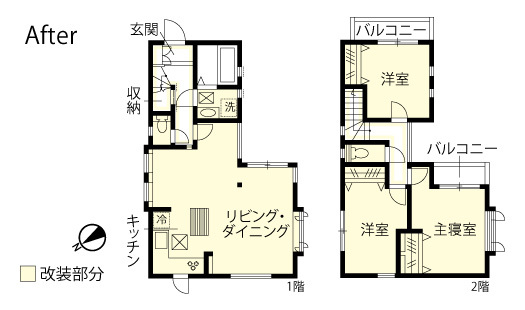 戸建てリノベーション　改修後間取り図