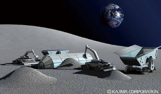 Illustration of construction of space exploration base in joint research with JAXA