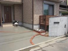 川越新築外構　駐車場部の土間コンクリート打ち