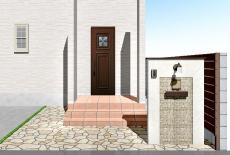 川越市　門周り　完成予想パース図