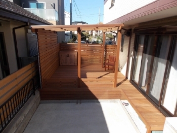 川越市　アイアンウッド(ウリン)デッキ完成