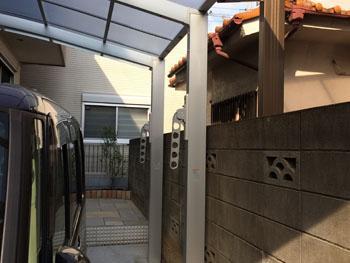 ふじみ野市　カーポート　物干しセットを取付け