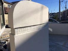 川越市　門柱　モザイクタイルでアクセント
