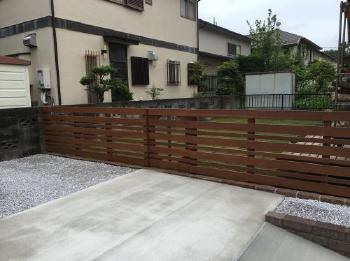 川越市　ワンちゃん脱走防止の為のアイアンウッド(ウリン)フェンス