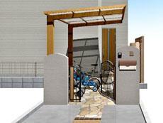 上尾市　玄関前をクローズに変更、完成予想パース