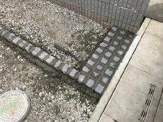 川越市　新築外構　玄関前アプローチ施工中