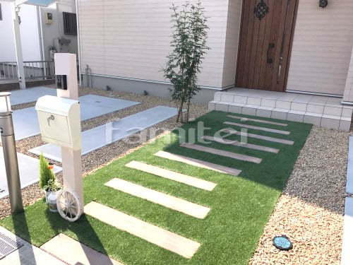 玄関アプローチ コンクリート製枕木(擬木...