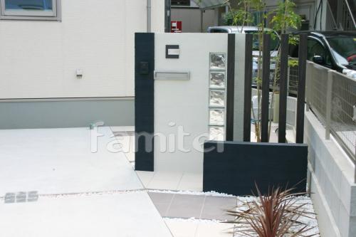 角柱+ガラスブロック デザイン門柱