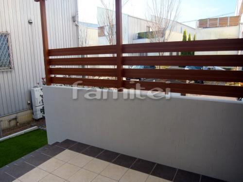 前面目隠し板 木調スクリーン前面格子4段...