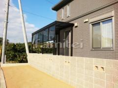 テラス屋根 フラットテラス1階 前面パネル 化粧ブロック塀 ユニソン シャモティ