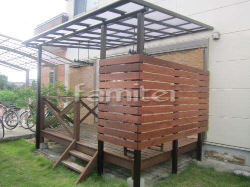 フラットテラス屋根1階 物干し 目隠しフ...