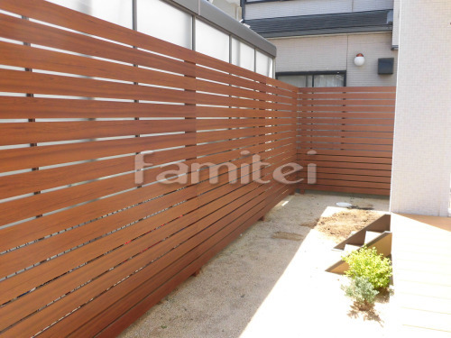 木製調目隠しフェンス塀の外構施工例（現場...