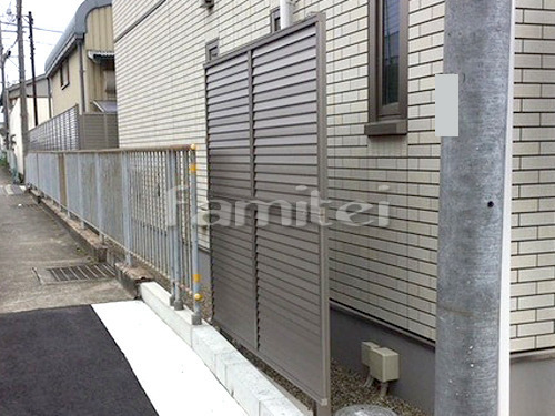 目隠しフェンス塀 多段柱の外構施工例（現...