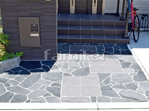 タイルアプローチ　施工例　外構　大東市 ...