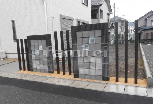 目隠しガラスブロック塀 化粧ブロック 木...