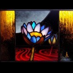 エナメル絵付けのワークショップ・花のステンドグラス　小パネル　４日目　06