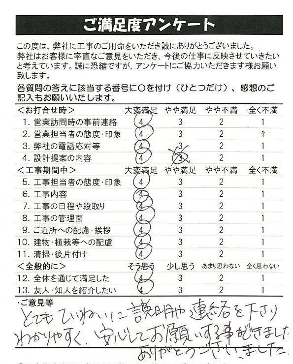 名東区　A様：お客様アンケート