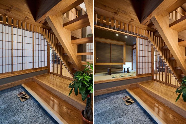 和に徹底的にこだわった玄関スペースの画像