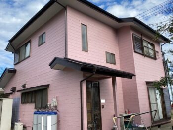 山武市早船　I様邸　屋根・外壁塗装　ラジカル塗料のクラッシックローズの住宅がとても綺麗です（日本ペイント?ASTEC）