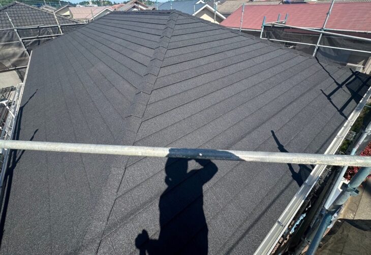   東金市日吉台　G様邸　屋根カバー工事はDsルーフィングのディプロマットスター  バルコニーFRP防水・付帯塗装・雨樋交換も行いました　